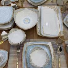 سرویس چینی غذا خوری ۱۲ نفره پردیس طرح دنیا فیروزه  